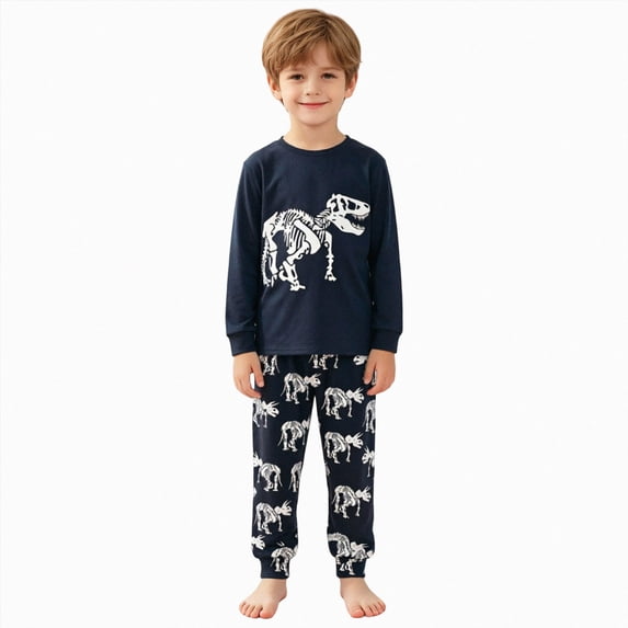 TOWED22 Toddler Kids Junior Girls Boys Cotton Graphic Pajamas Pjs Fall Winter Sleepwear 3 6 9 12 18 24 Months 2 3 4 5 6 7 8 9 Years(Black,3-4 Y)