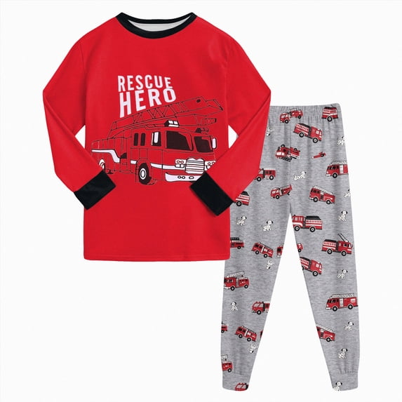 TOWED22 Toddler Kids Junior Girls Boys Cotton Graphic Pajamas Pjs Fall Winter Sleepwear 3 6 9 12 18 24 Months 2 3 4 5 6 7 8 9 Years(Red,8-9 Y)