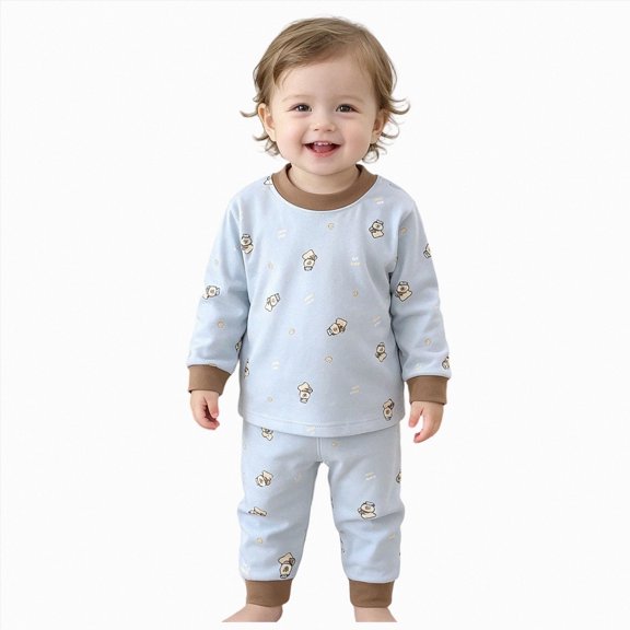 TOWED22 Toddler Kids Junior Girls Boys Cotton Graphic Pajamas Sleepwear Pjs 3 6 9 12 18 24 Months 2 3 4 5 6 7 8 9 Years(Brown,5-7 Y)