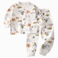thumbnail image 1 of TOWED22 Toddler Kids Pajamas 2pcs Long Sleeves Pjs Sets Print PJs for Boys Girls Fall Winter Sleepwear 6-12 Months 12-24 Months 2t 3t 4t 5t 6t 7t 8t 9t Children,Brown,2-3 Y, 1 of 5