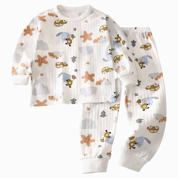 TOWED22 Toddler Kids Pajamas 2pcs Long Sleeves Pjs Sets Print PJs for Boys Girls Fall Winter Sleepwear 6-12 Months 12-24 Months 2t 3t 4t 5t 6t 7t 8t 9t Children,Brown,2-3 Y