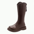 thumbnail image 1 of TOWED22 Toddler Little/Big Girls Back Zip Knee High Boots Waterproof Riding Cute Snow Boots(Brown,2.5), 1 of 7