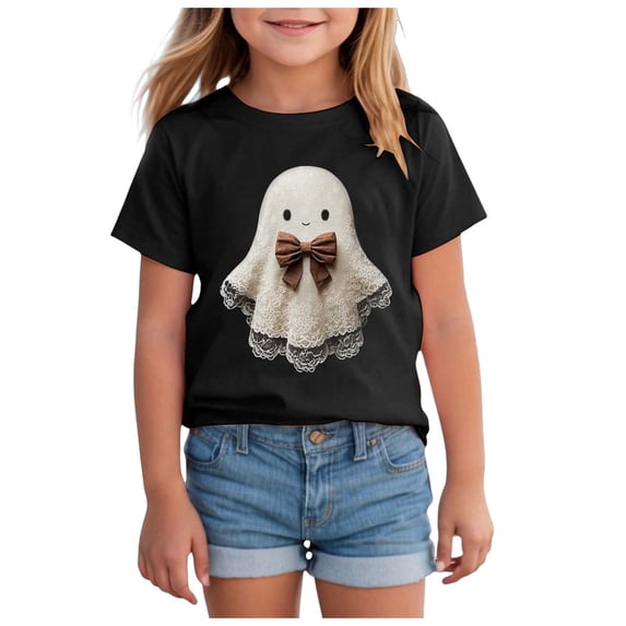 TOWED22 Toddler Little Boy Girl Halloween Shirt Kid Pumpkin Tshirt Short Sleeve Tee Top,Black,7-8 Y