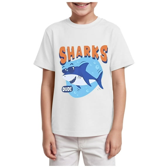 TOWED22 Toddler Little Boy Summer Dinosaur Clothes Funny Letter Short Sleeve Tshirt Tops Boy Summer Tee Top 1T 2T 3T 4T 5T(White,9-10 Y)