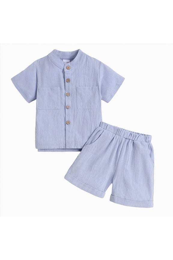 Toddler Little Boys Short Sleeve T-Shirt Camouflage Shorts Set Infant Casual Clothes Set(Blue,18-24 M)