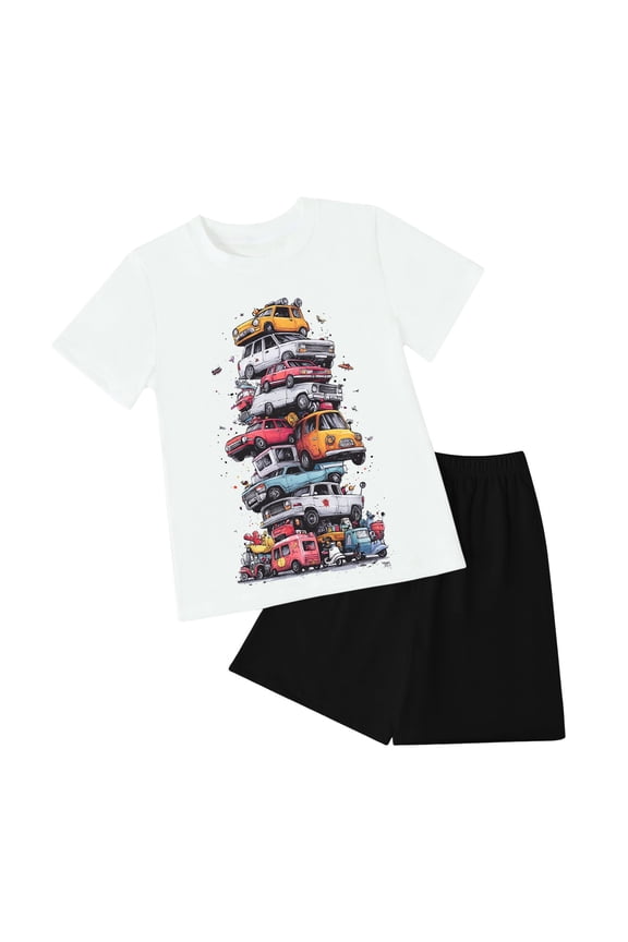 Toddler Little Boys Short Sleeve T-Shirt Camouflage Shorts Set Summer Clothes Outfits(Orange,2-3 Y)