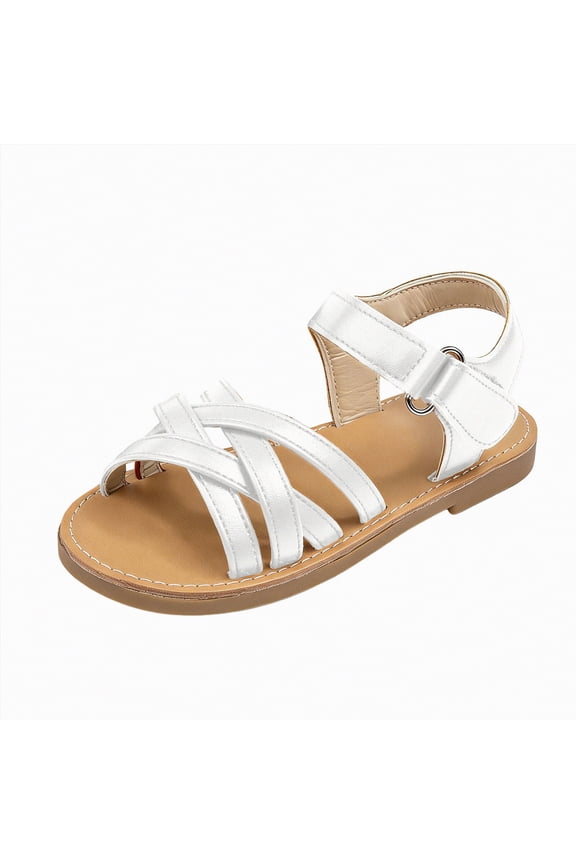 Toddler Little Girl Sandals Summer Flower Dress Soft Rubber Princess Flat Open Toe Beach Shoes White,10