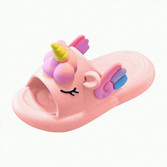 TOWED22 Toddler Little Kids Slide Sandals Comfy Non-slip Unicorn Summer Beach Pool Water Shoes Thick Sole Boys Girls Shower Slippers(Pink,9)