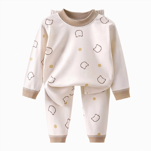 TOWED22 Toddler Long Sleeve Pajamas Soft Kids Fall Winter Pjs Pajamas 2 Piece Jammies 6-12 Months 12-24 Months 2t 3t 4t 5t 6t 7t 8t 9t Children(Khaki,5-6 Y)