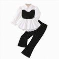 thumbnail image 1 of TOWED22 Toddler Newborn Baby Girl Outfits Clothes Set Long Sleeve Soft Graphic Sweatshirt and High WaistJoggers 2pcs Fall Winter Warm(Black,4-5 Y), 1 of 5