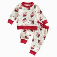 thumbnail image 1 of TOWED22 Toddler Newborn Boy Clothes 2 Piece Long Sleeve Print Cotton Pullover Top Elastic Waist Pants Fall Winter Outfits Set(White,18-24 M), 1 of 7