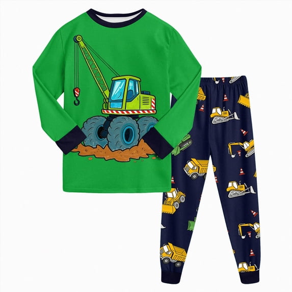 TOWED22 Toddler Pajamas Boys Pyjamas 2pcs Long Sleeves Pjs Sets for Kids Fall Winter Sleepwears 6-12 Months 12-24 Months 2t 3t 4t 5t 6t 7t 8t 9t Children,Green,3-4 Y