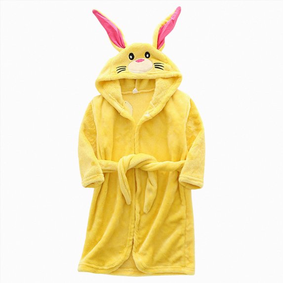 TOWED22 Toddler Robes Cute Pattern Bathrobe Unisex Kids Robe Baby Flannel Hoodie Pajamas Sleepwear