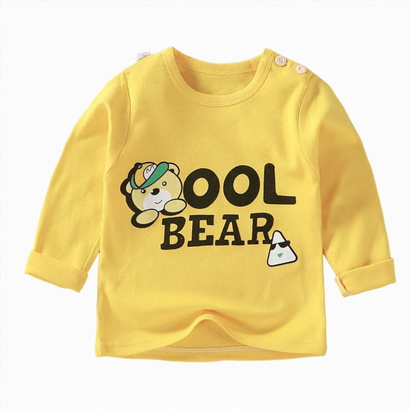TOWED22 Toddler Shirt Baby Boy Graphic Raglan Long Sleeve T-Shirt Kids Funny Fall Winter Tees Tops,Yellow,5-6 Y