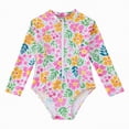 thumbnail image 1 of TOWED22 Toddler Swimsuits Girls Floral Printed Long Sleeve One Piece Rash Guard Swimsuit Cute Yellow,5-6 Y, 1 of 8