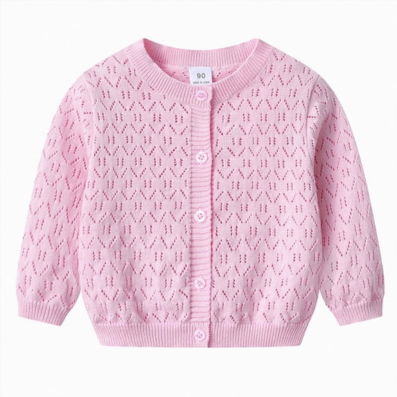 TOWED22 Toddlers and Newborn Baby Girls Boy Cardigan Sweater Long Sleeve Button Up Knit Sweatshirt Jacket Fall Outfits(Pink,12-18 M)