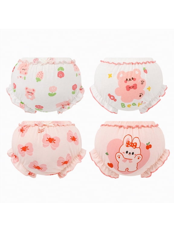 Training Underwear Absorbent Toddler Training Pants for Boys and Girls, Cotton Reusable Pee Pants(Pink,4-5 Y)