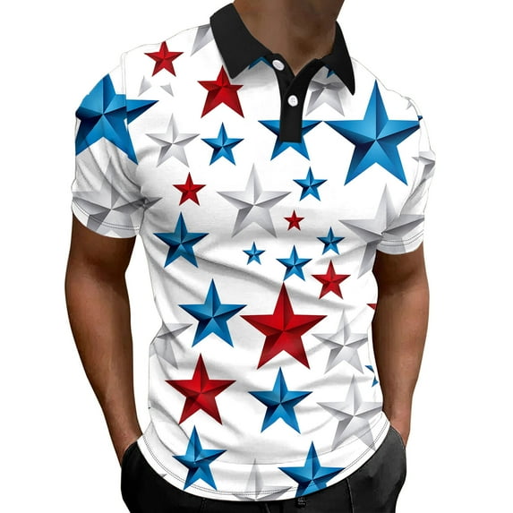 TOWED22 Tshirts Shirts for Men,Men's Polo Shirts Short Sleeve Fashion Summer T Shirts 4th of July Print Hawaiian Shirt(White,XL)