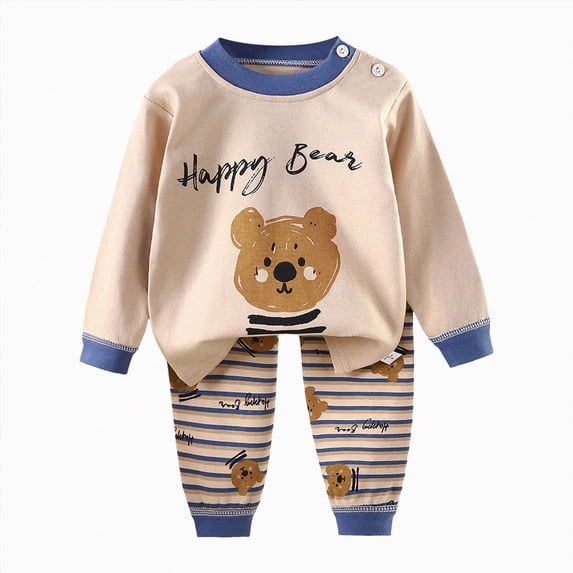 TOWED22 Two Piece Kids Pajamas Print Boys Girls Pajama Set Toddler Sleepwear for Fall and Winter Seasons