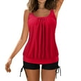 thumbnail image 1 of TOWED22 Two Piece Tankini Bathing Suits T-Back Blouson Swim Tops with Boy Shorts Women Swimsuits Sporty Swimwear(Red,4XL), 1 of 8
