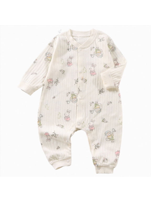 Unisex Baby Sleepers Pajamas Romper Boys Girls Long Sleeve Cotton Soft 3-24 Months,Beige,12-18 M