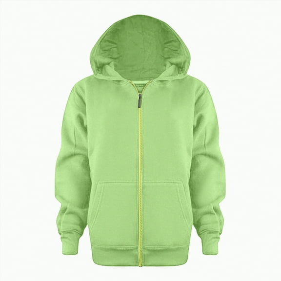 TOWED22 Unisex Boys Girls Sherpa Lined Fleece Jacket Hoodie Kids Warm Winter Zip Up Hooded Sweatshirt Jackets Coat(Green,8-9 Y)