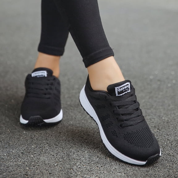 TOWED22 Walking Running Shoes Womens Arch Support Comfort Lightweight Mesh Non Slip Work Shoes Womens Sneakers(Black,7.5)