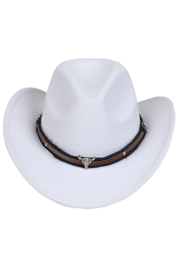 Western Cowboy Cowgirl Hat for Kids Boys Girls Felt Fedora Hats(White,3-18 Y)