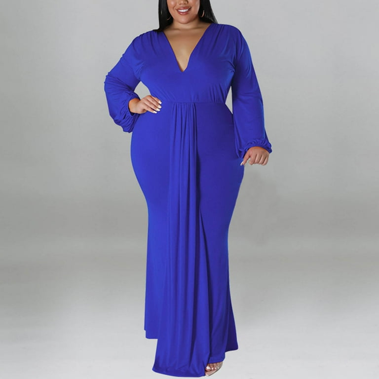 Sky Blue Formal Dress Blue Long Sleeve Maxi Dress TOWED22