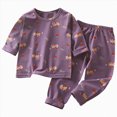 thumbnail image 1 of TOWED22 Winter Outfit for Infant Toddler Long Sleeve Print Round Neck T-Shirt Fleece Pants 2Pcs Warm Clothes Set(Purple,3-4 Y), 1 of 6