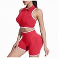 thumbnail image 1 of TOWED22 Women 2 Piece Workout Sets Padded Yoga Tank Top High Waisted Biker Shorts(Red,M), 1 of 7