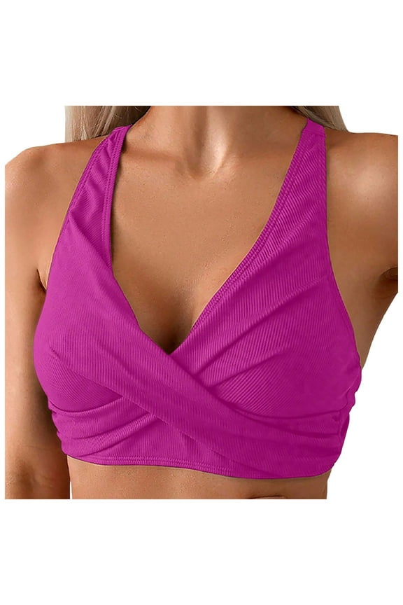 Women Bikini Top - Full Coverage Swimsuit Tops Large Bust Swim Tops No Bottom Red,L