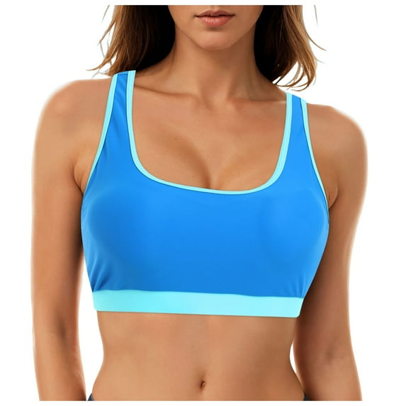 TOWED22 Women Bikini Top Only V Neck Twist Front Bikini Top Push Up Padded Swimsuit Top Bathing Suits Blue,XL