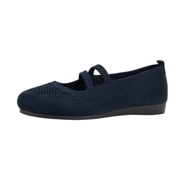 TOWED22 Women Comfort Square Toe Ballets Flats, Slip On Classical Walking Shoes for Wedding/Driving/Dating(Dark Blue,7)