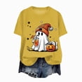 thumbnail image 1 of TOWED22 Women Fall Halloween Shirt Novelty Spooky Coffee Print Graphic Tees Pumpkin Thanksgiving Tops(Yellow,M), 1 of 4