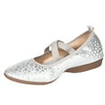thumbnail image 1 of TOWED22 Women Fashion Bowknot Flats Comfort Pointed Toe Dress Shoes(Silver,8.5), 1 of 7