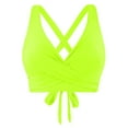 thumbnail image 1 of TOWED22 Women Lace Up Bikini Tops Full Coverage Swimwear Top Push Up Swim Crop Top Tie Back Sexy Bathing Suit Tops Cute Swimsuit Top(Yellow,XXL), 1 of 5