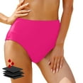 thumbnail image 1 of TOWED22 Women Mid Rise Bikini Bottoms Full Coverage Swimsuit Ruched Scrunch Swim Bottom-Hot Pink,S, 1 of 4