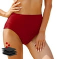 thumbnail image 1 of TOWED22 Women Mid Rise Bikini Bottoms Full Coverage Swimsuit Ruched Scrunch Swim Bottom-Red,XL, 1 of 4