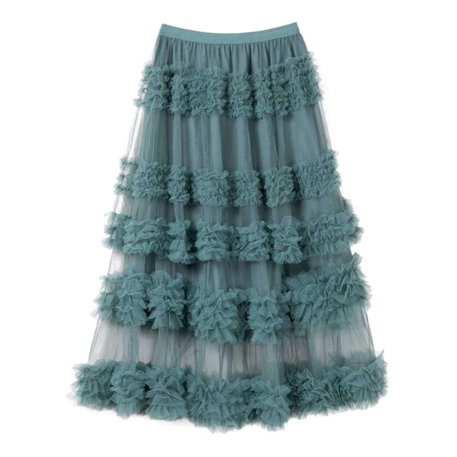 Women's Tulle Tutu Maxi Overskirt - Long Mesh Wedding Bridal Overlay Skirt For Party, Prom, Cocktail | Bohemian Floral Print Elastic Waist Skirt