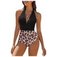 thumbnail image 1 of TOWED22 Women Tummy Control One Piece Swimsuits Halter Push Up Bathing Suits Modest Full Coverage Swimwear（Black,L）, 1 of 5
