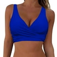 thumbnail image 1 of TOWED22 Women Plus Size Push up Bikini Top Only Full Coverage Swimsuit Tops Twist Front Longline Bathing Suit Bra(Blue,XXL), 1 of 5