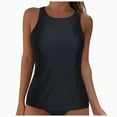 thumbnail image 1 of TOWED22 Women Underwire Tankini Top Only - Twist Front High Neck Bathing Suit Swim Top Tummy Control Cross Swimsuit(Black,XXL), 1 of 6