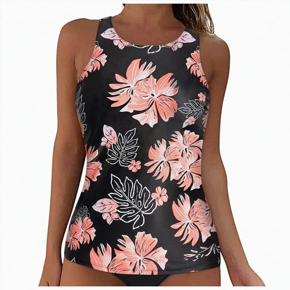 TOWED22 Women Underwire Tankini Top Only - Twist Front High Neck Bathing Suit Swim Top Tummy Control Cross Swimsuit(Light Pink,XXL)