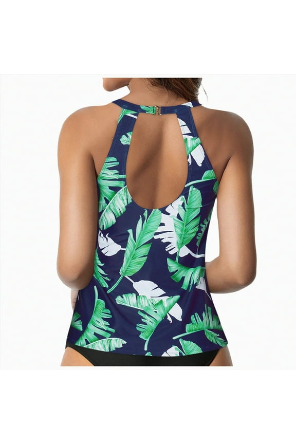 Women Underwire Tankini Top Only - Twist Front High Neck Bathing Suit Swim Top Tummy Control Cross Swimsuit(Navy,XXL)