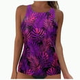 thumbnail image 1 of TOWED22 Women Underwire Tankini Top Only - Twist Front High Neck Bathing Suit Swim Top Tummy Control Cross Swimsuit(Purple,L), 1 of 4