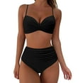 thumbnail image 1 of TOWED22 Women's Bikini Sets Two Piece Swimsuit High Waisted V Neck Twist Front Adjustable Spaghetti Straps Bathing Suit(Black,M), 1 of 7