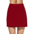 thumbnail image 1 of TOWED22 Women's Casual Basic Versatile Stretchy Waist Skirt Flared Pleated Mini Skater Skirt(Red,L), 1 of 3