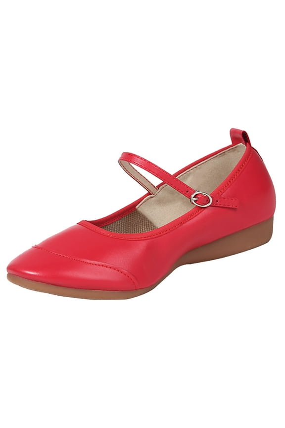 Flat Shoes Women Comfortable Pointed Toe Slip on Women's Flats(Red,9.5)