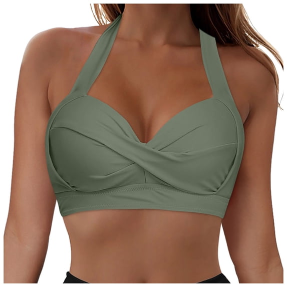TOWED22 Women's Deep V Neck Bikini Top Push Up Padded Swimsuit Top Bathing Suits Only AG,L